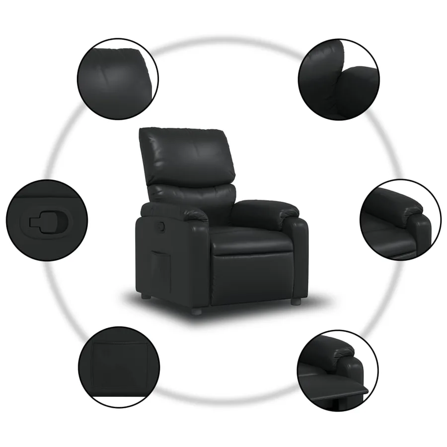 Fauteuil inclinable Noir Similicuir - 7