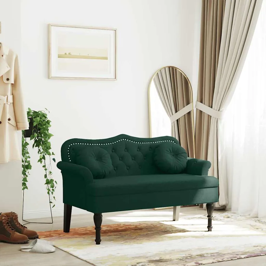 Banc avec coussins Vert foncé 120,5x65x75 cm Velours