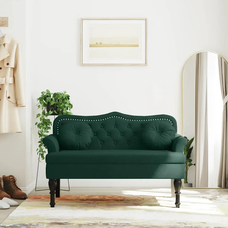 Banc avec coussins Vert foncé 120,5x65x75 cm Velours - 3