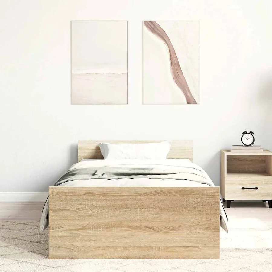 Cadre de lit sans matelas chêne sonoma 90x190 cm - 4