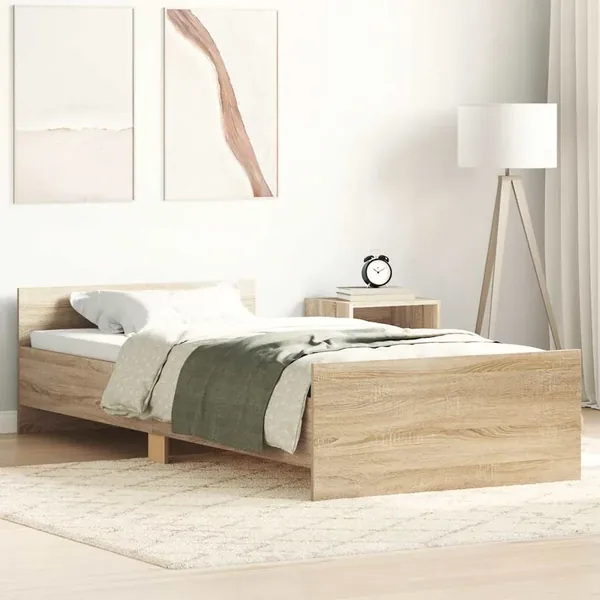 Cadre de lit sans matelas chêne sonoma 75x190 cm