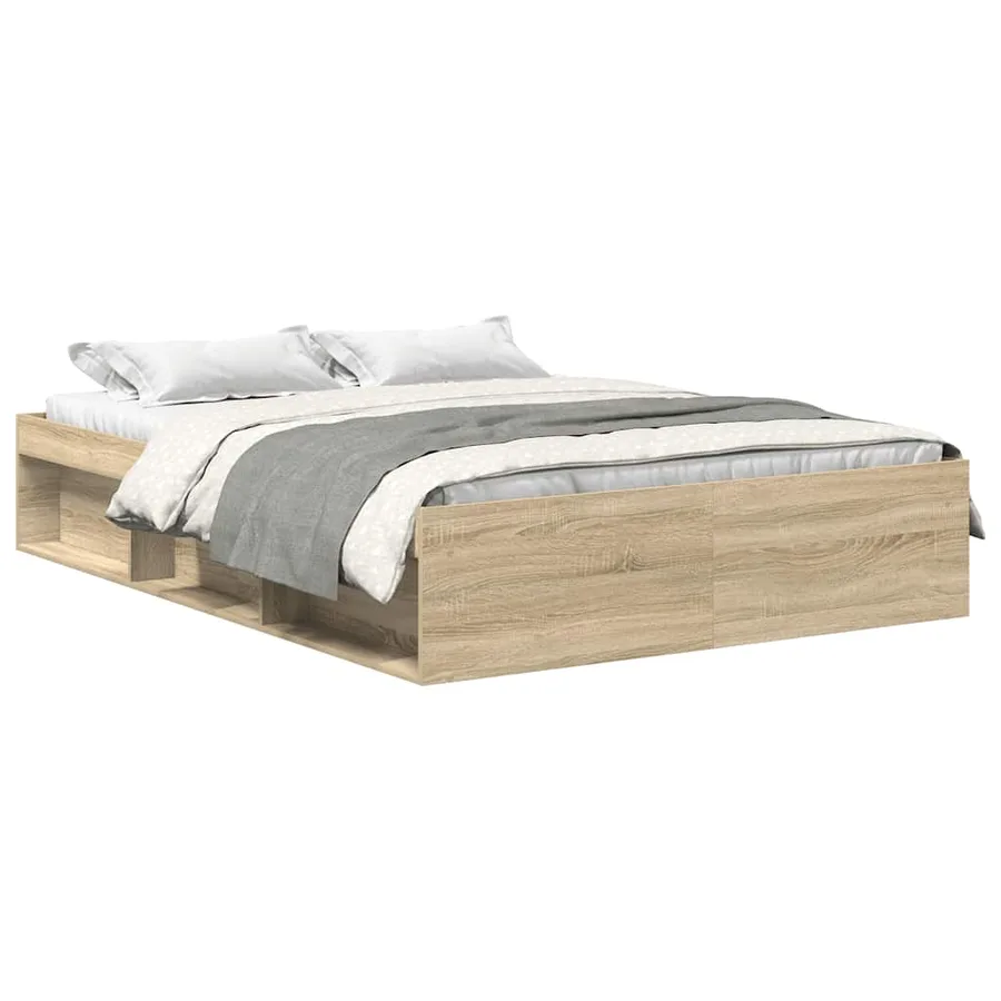 Cadre de lit sans matelas chêne sonoma 140x190 cm - 2
