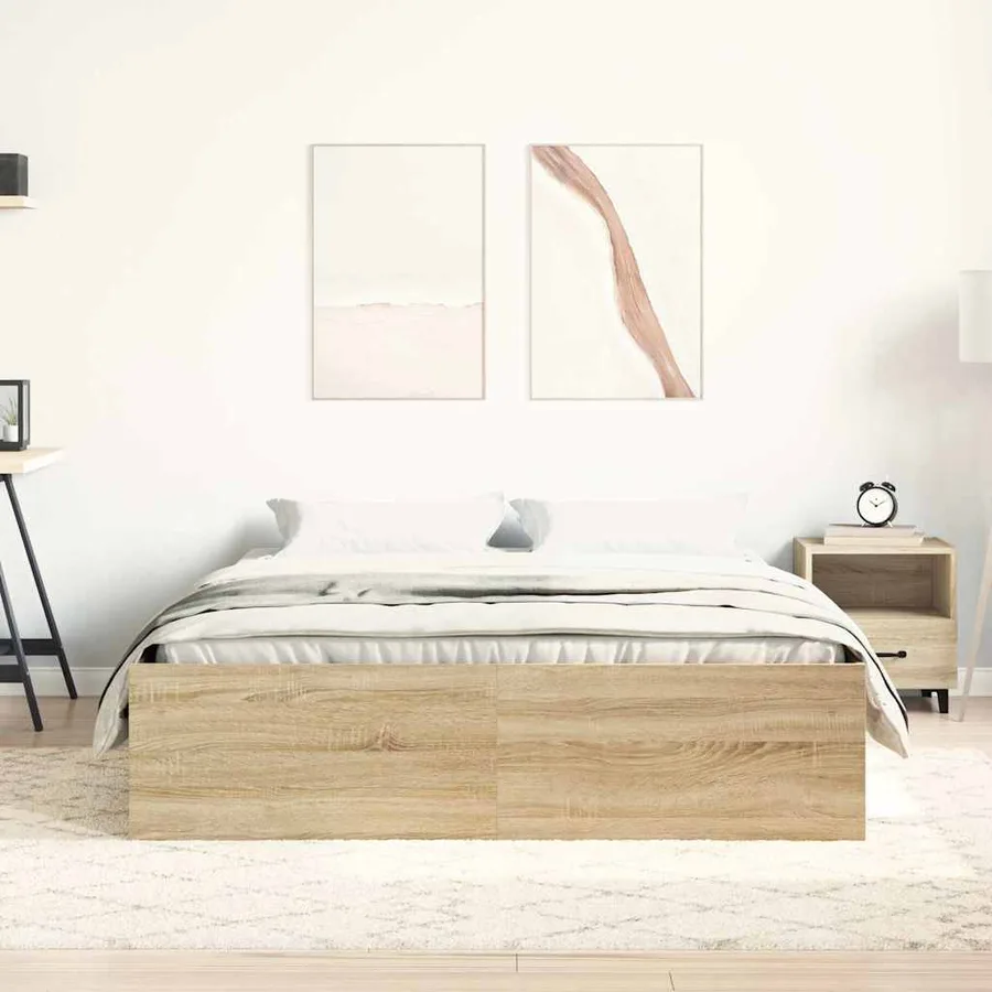 Cadre de lit sans matelas chêne sonoma 140x190 cm - 3