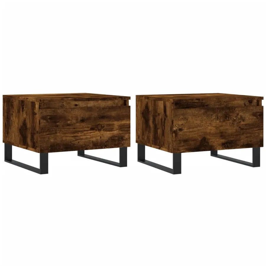 Tables basses 2 pcs chêne fumé 50x46x35 cm bois d'ingénierie - 2