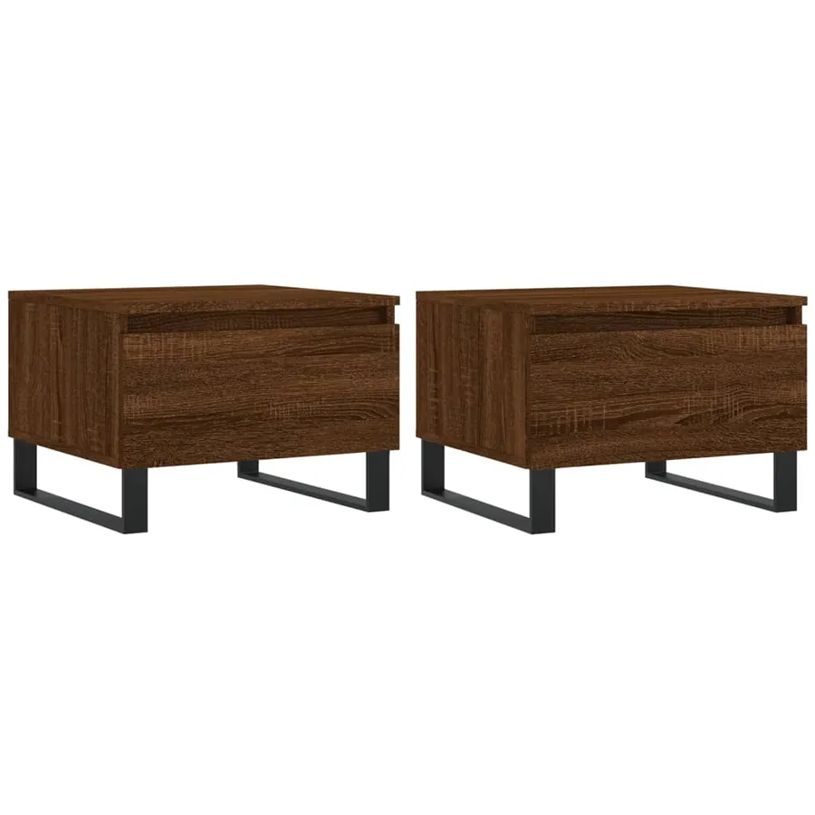 Tables basses 2 pcs chêne marron 50x46x35 cm bois d'ingénierie - 2