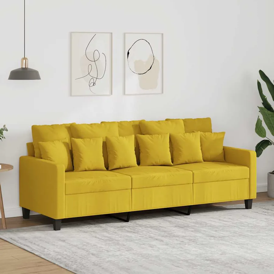 Canapé à 3 places Jaune clair 180 cm Tissu