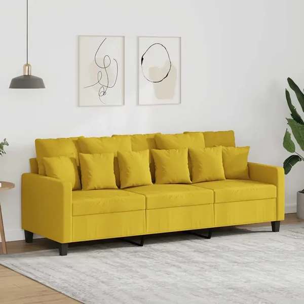Canapé à 3 places Jaune clair 180 cm Tissu