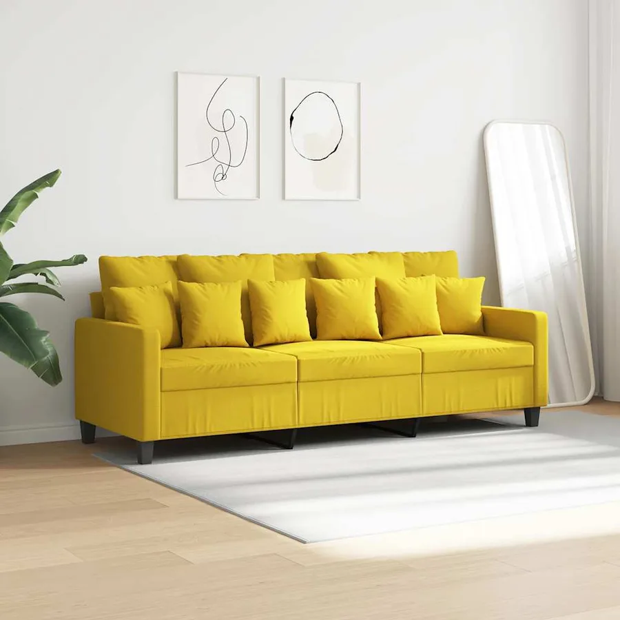 Canapé à 3 places Jaune clair 180 cm Tissu - 3