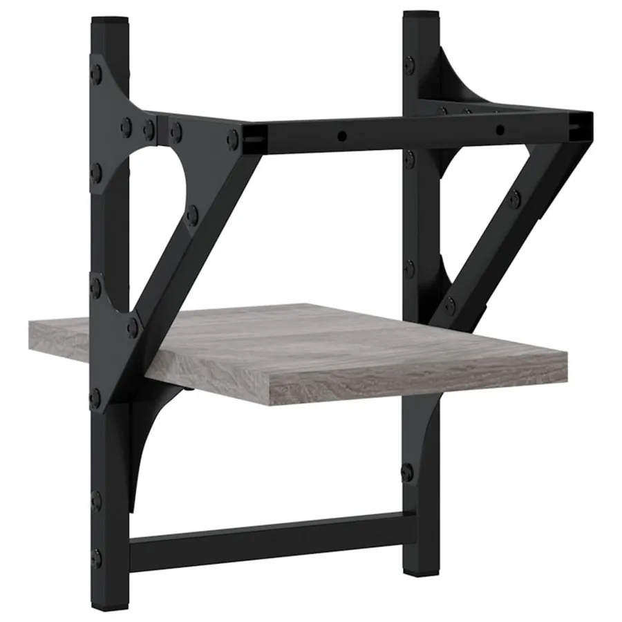 Étagères murales avec barres 2 pcs sonoma gris 20x25x30 cm - 7