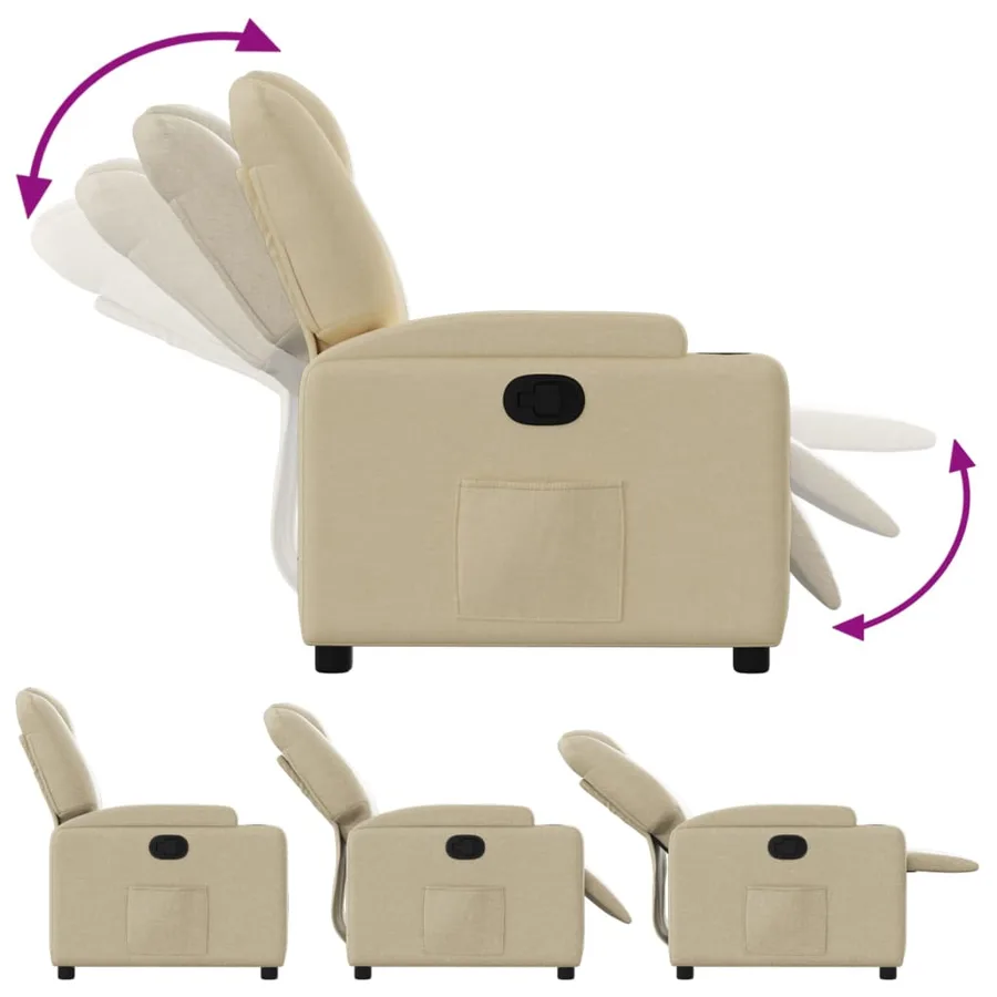 Fauteuil inclinable Crème Tissu - 6