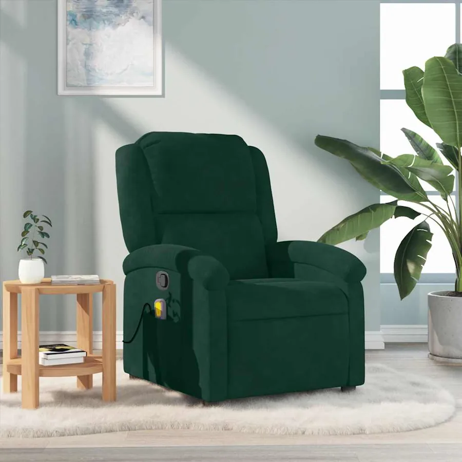 Fauteuil de massage inclinable vert foncé velours