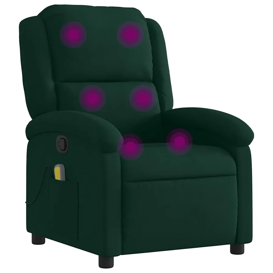 Fauteuil de massage inclinable vert foncé velours - 2