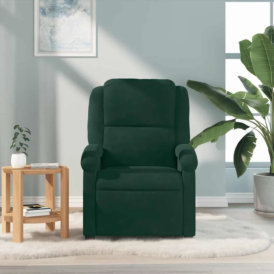 Fauteuil de massage inclinable vert foncé velours - 3