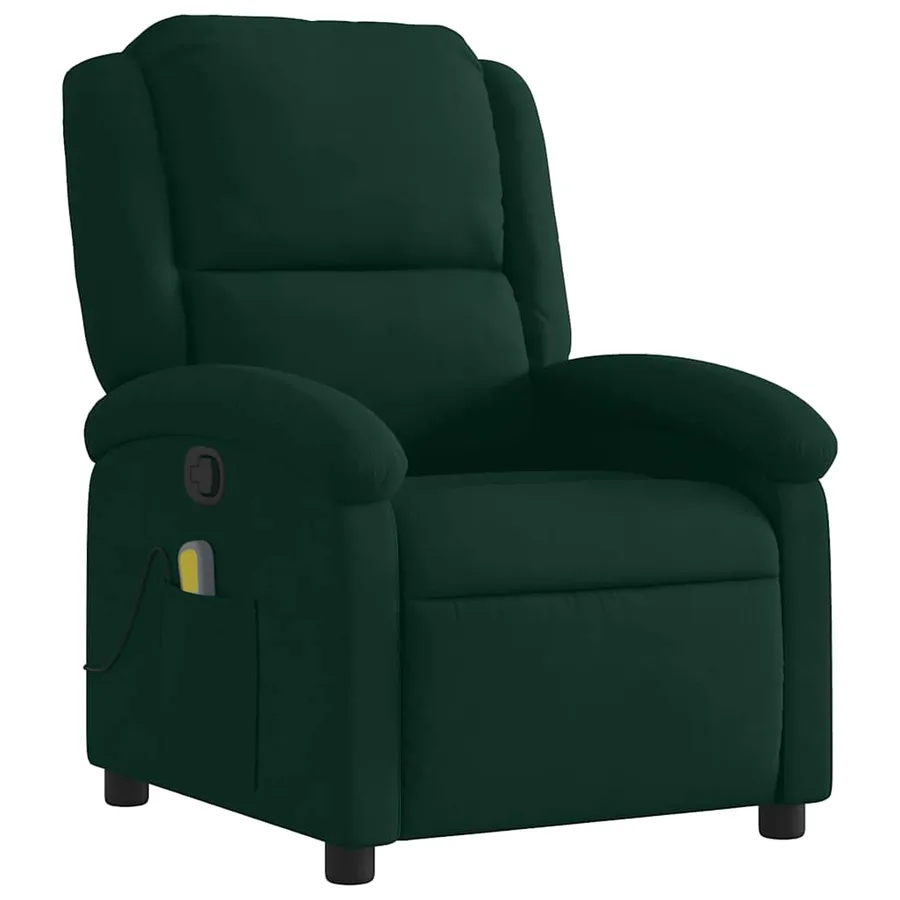 Fauteuil de massage inclinable vert foncé velours - 4