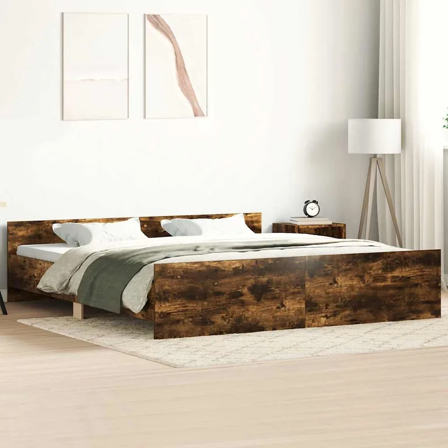 Cadre de lit sans matelas chêne fumé 200x200 cm