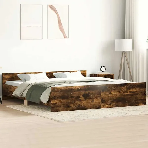Cadre de lit sans matelas chêne fumé 200x200 cm