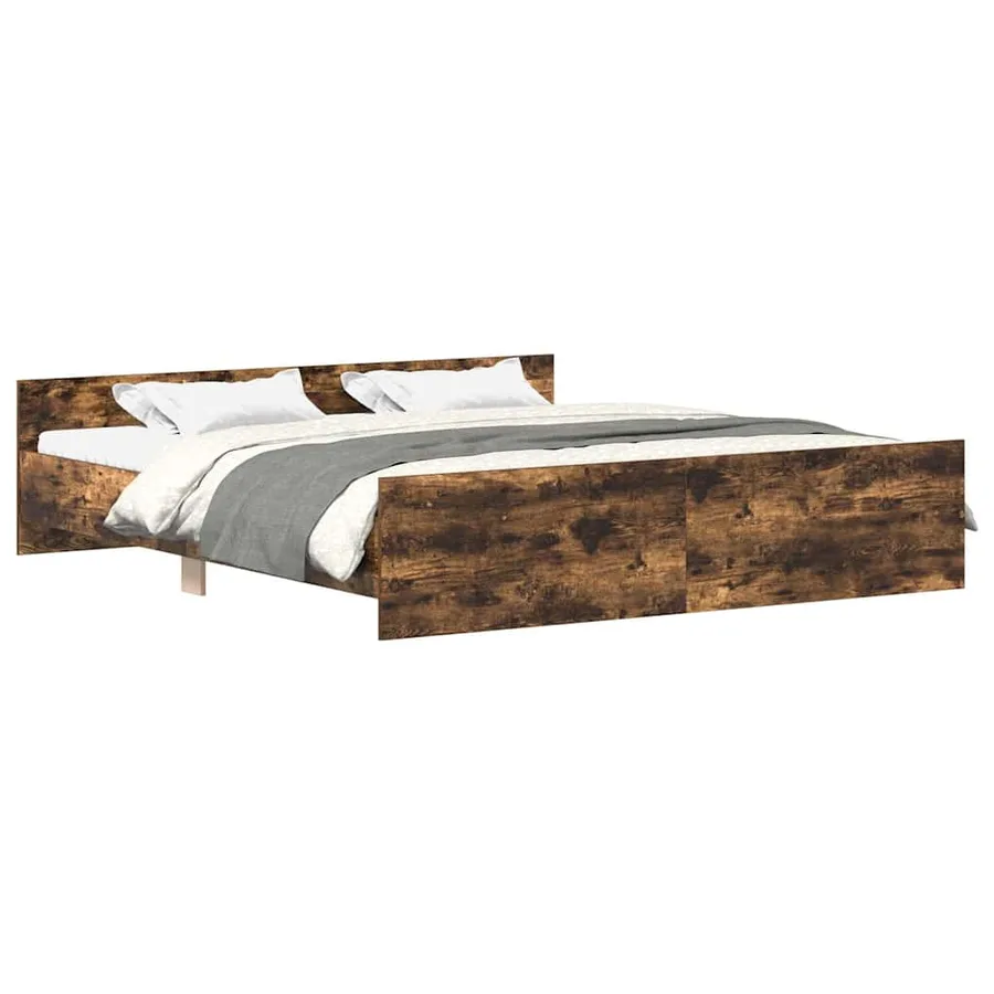 Cadre de lit sans matelas chêne fumé 200x200 cm - 2