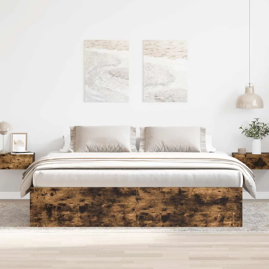 Cadre de lit sans matelas chêne fumé 180x200 cm - 3