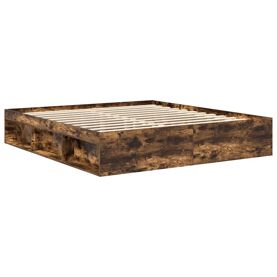 Cadre de lit sans matelas chêne fumé 180x200 cm - 4