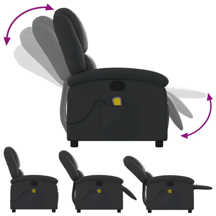 Fauteuil de massage inclinable noir cuir véritable - 5