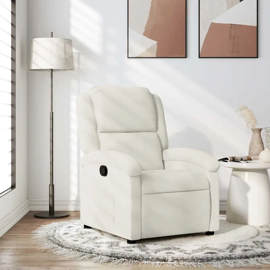 Fauteuil inclinable en velours crème