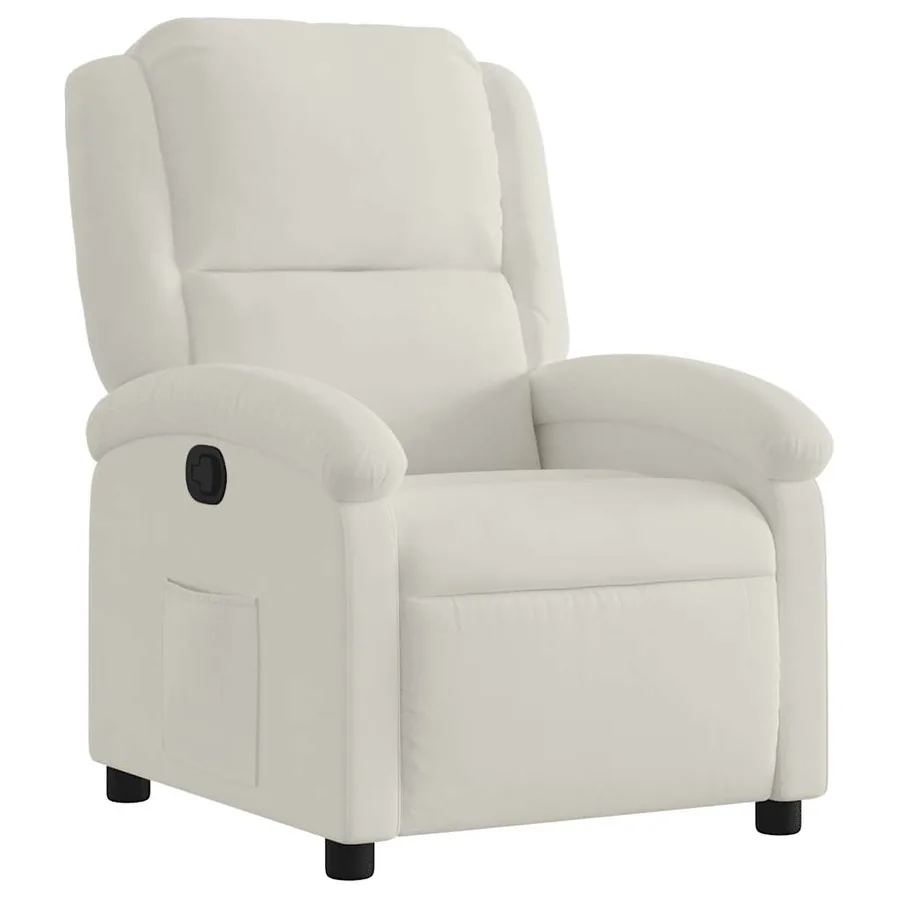 Fauteuil inclinable en velours crème - 2