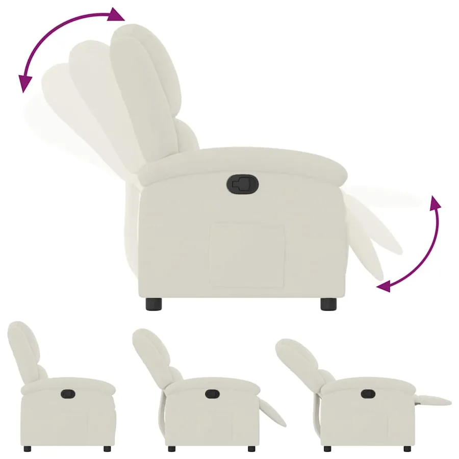Fauteuil inclinable en velours crème - 6