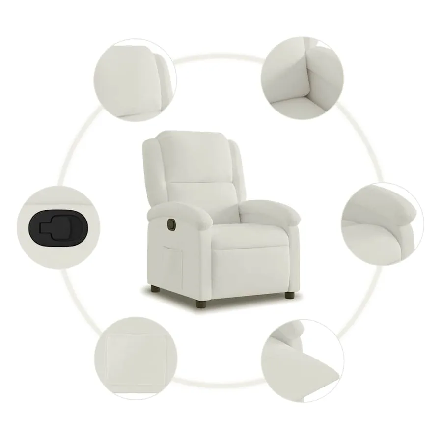 Fauteuil inclinable en velours crème - 7