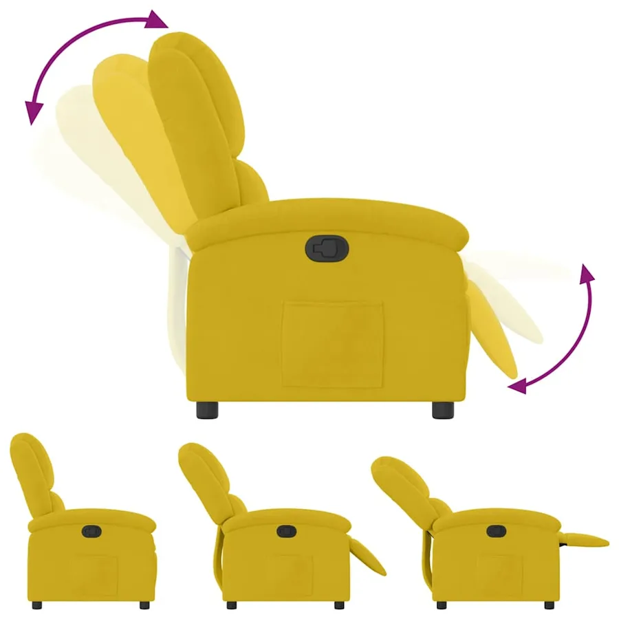 Fauteuil inclinable jaune velours - 6