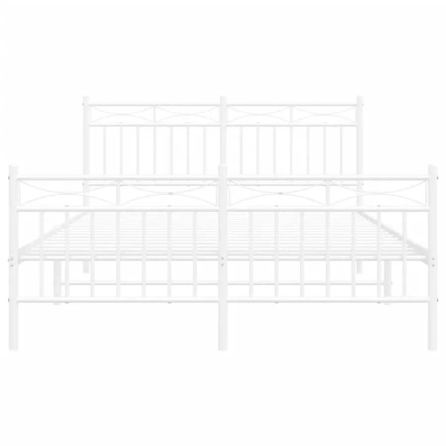 Cadre de lit métal sans matelas et pied de lit blanc 140x190 cm - 5