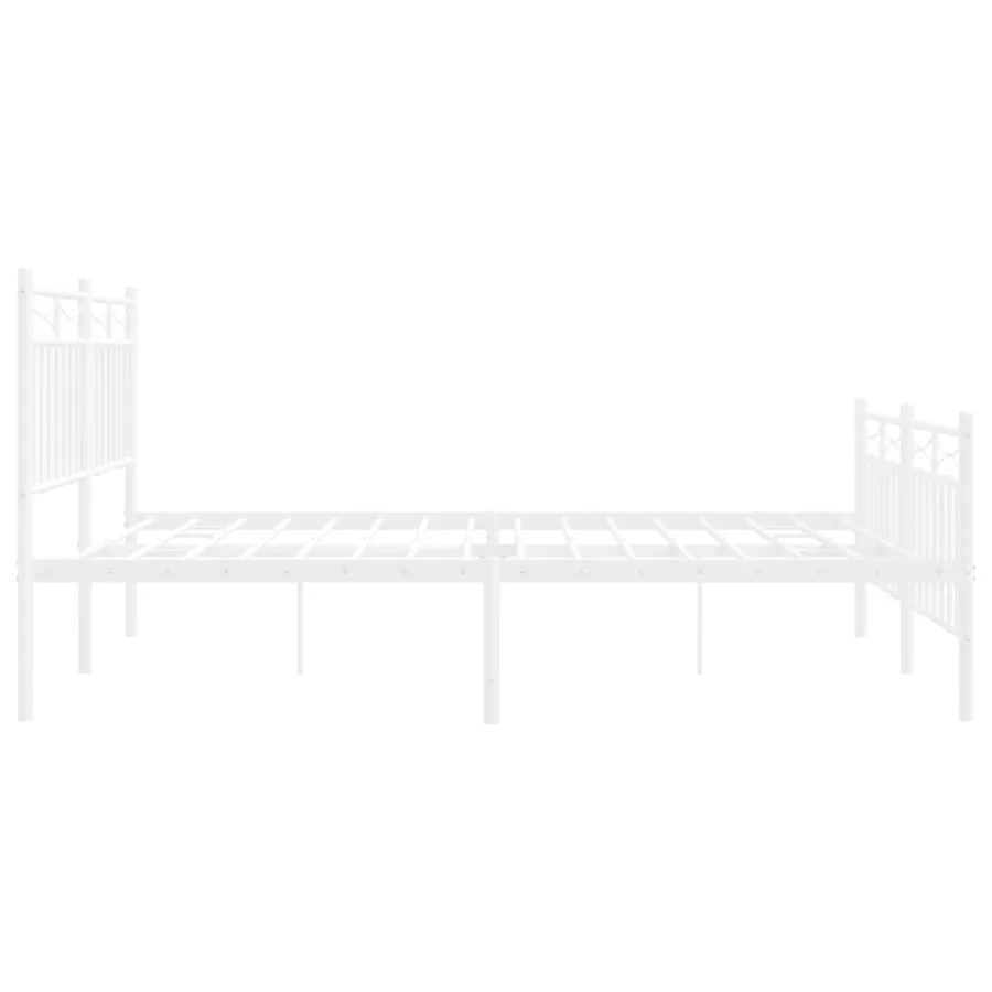 Cadre de lit métal sans matelas et pied de lit blanc 140x190 cm - 6