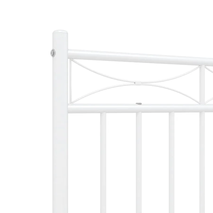 Cadre de lit métal sans matelas et pied de lit blanc 140x190 cm - 8