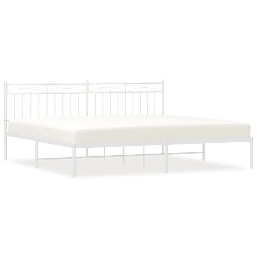 Cadre de lit métal sans matelas et tête de lit blanc 200x200 cm - 2