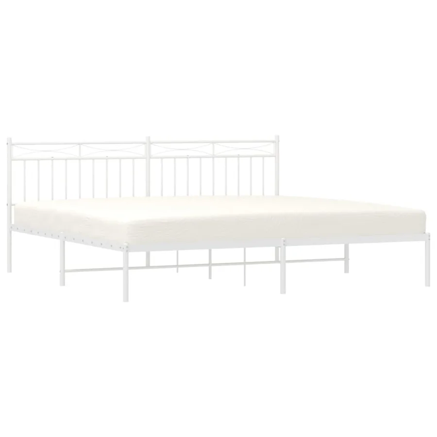 Cadre de lit métal sans matelas et tête de lit blanc 200x200 cm - 3