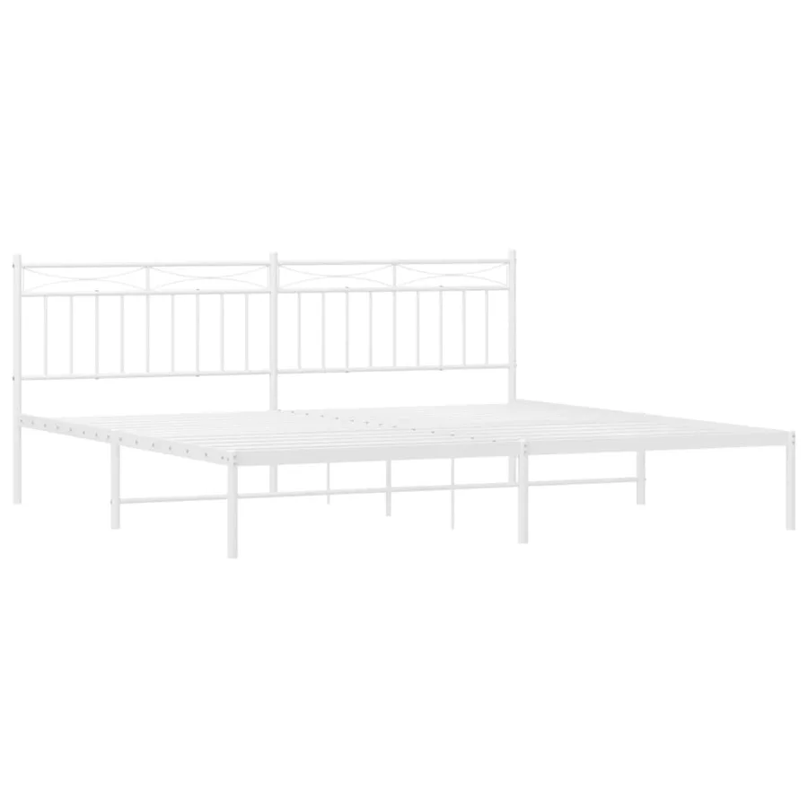 Cadre de lit métal sans matelas et tête de lit blanc 200x200 cm - 4