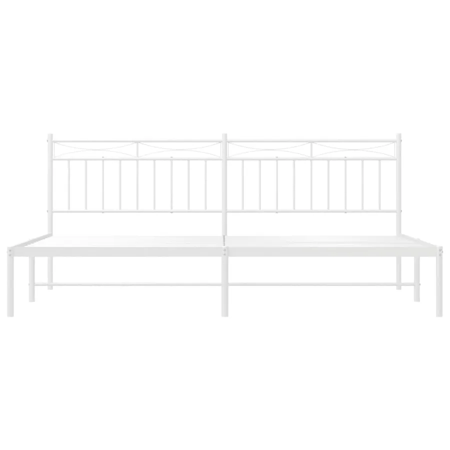 Cadre de lit métal sans matelas et tête de lit blanc 200x200 cm - 5