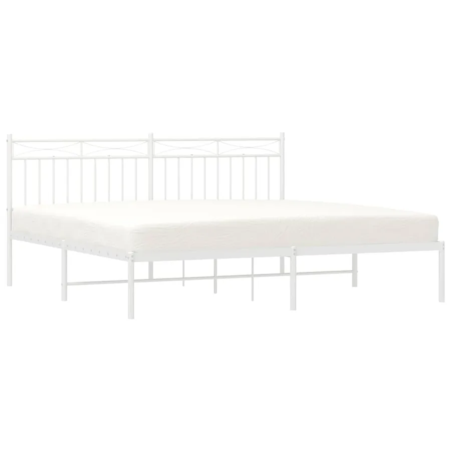 Cadre de lit métal sans matelas et tête de lit blanc 183x213 cm - 4