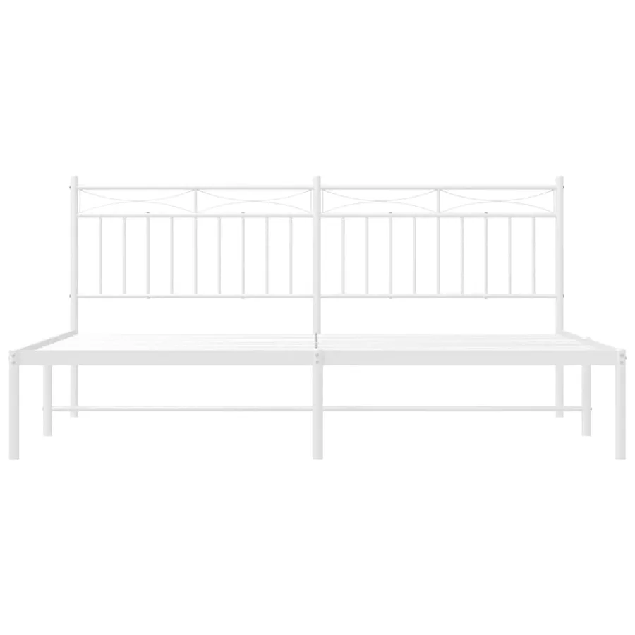 Cadre de lit métal sans matelas et tête de lit blanc 183x213 cm - 6