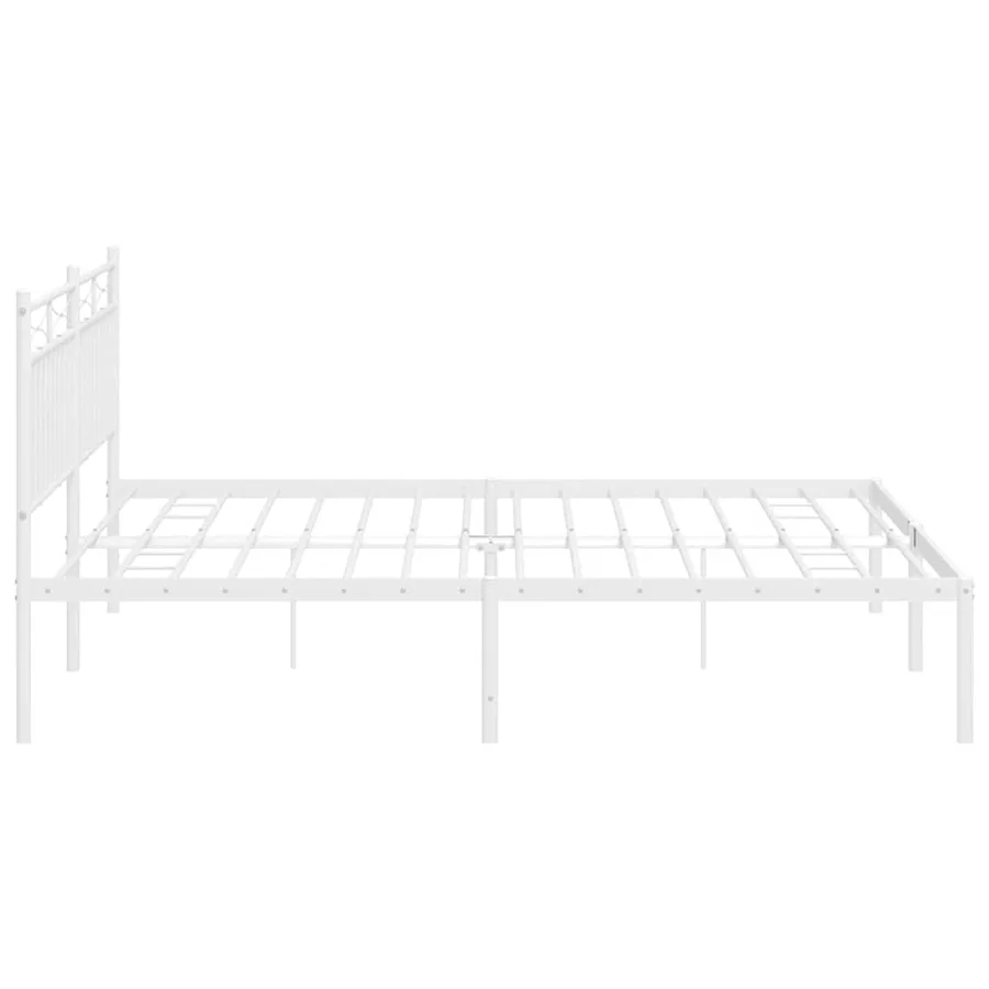 Cadre de lit métal sans matelas et tête de lit blanc 183x213 cm - 7