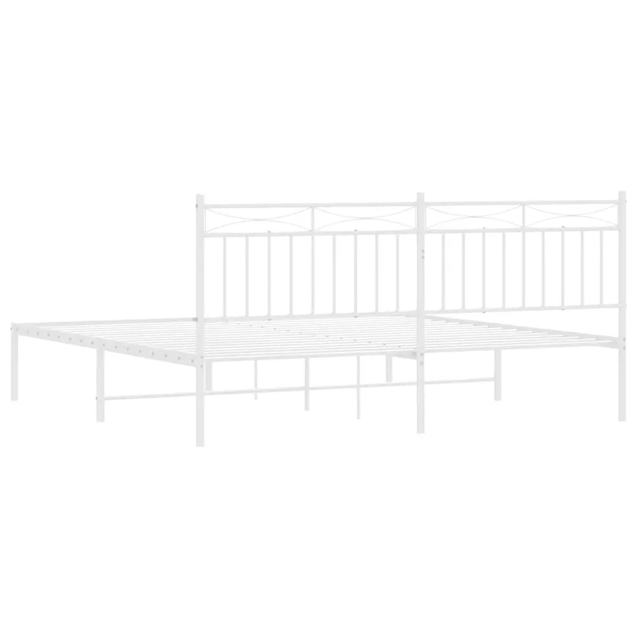 Cadre de lit métal sans matelas et tête de lit blanc 183x213 cm - 8