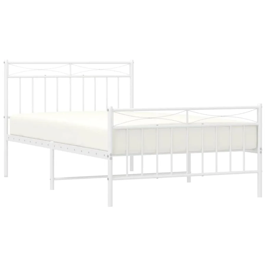 Cadre de lit métal sans matelas et pied de lit blanc 100x200 cm - 4