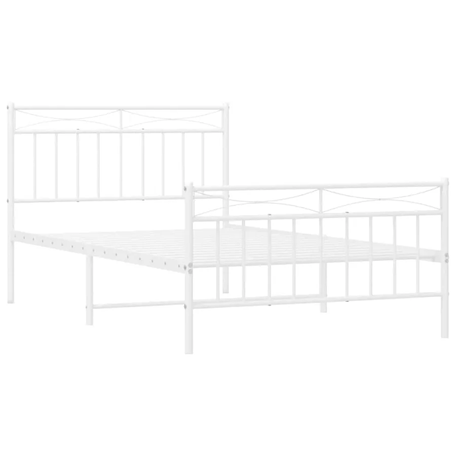 Cadre de lit métal sans matelas et pied de lit blanc 100x200 cm - 5