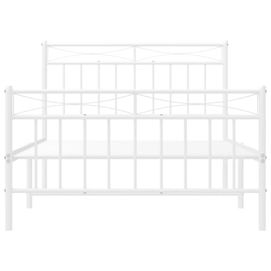 Cadre de lit métal sans matelas et pied de lit blanc 100x200 cm - 6