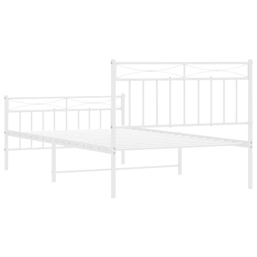 Cadre de lit métal sans matelas et pied de lit blanc 100x200 cm - 8