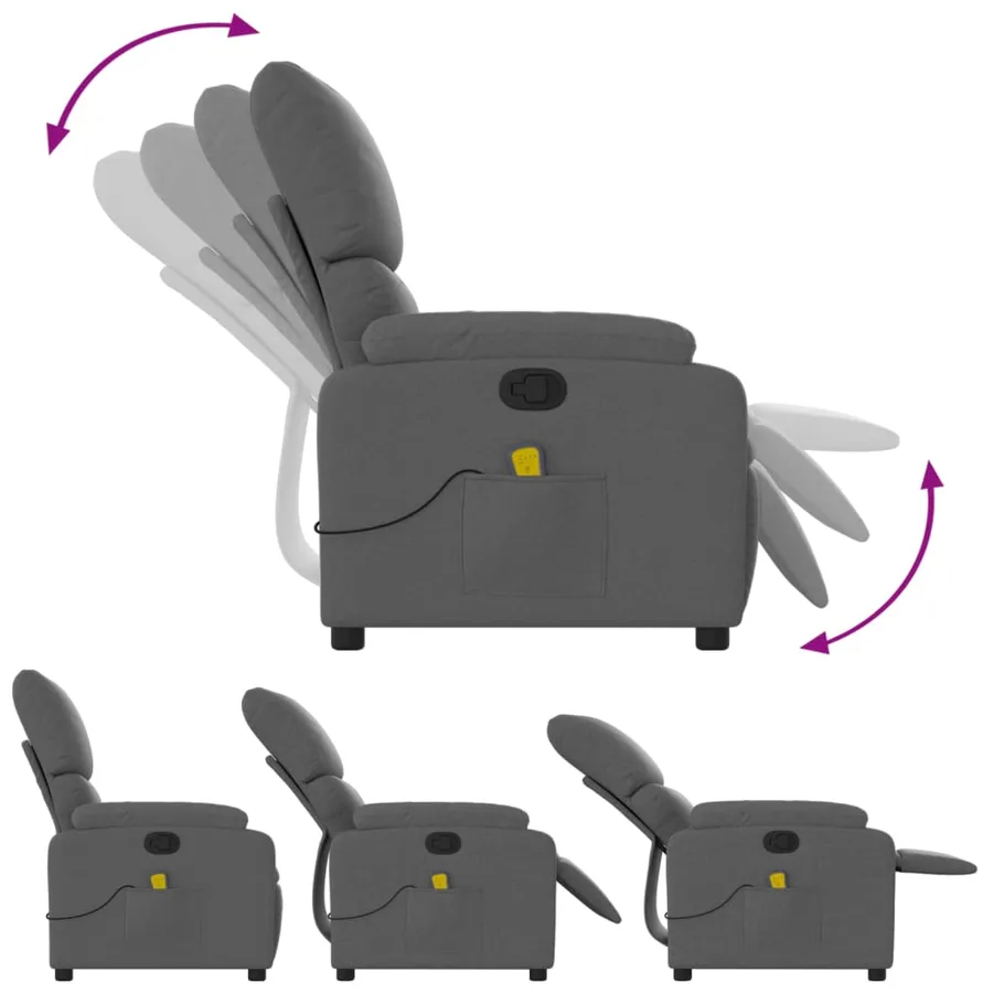 Fauteuil de massage inclinable gris foncé tissu - 5
