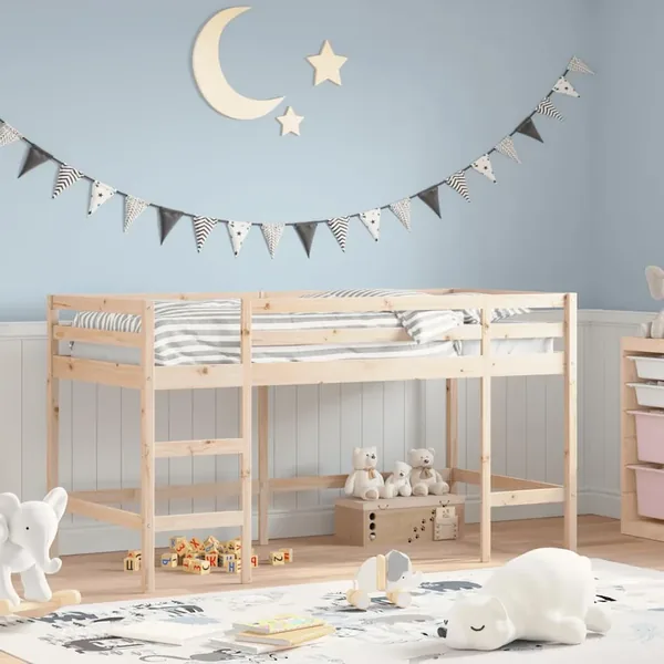 Lit mezzanine d'enfants sans matelas avec échelle 90x190 cm