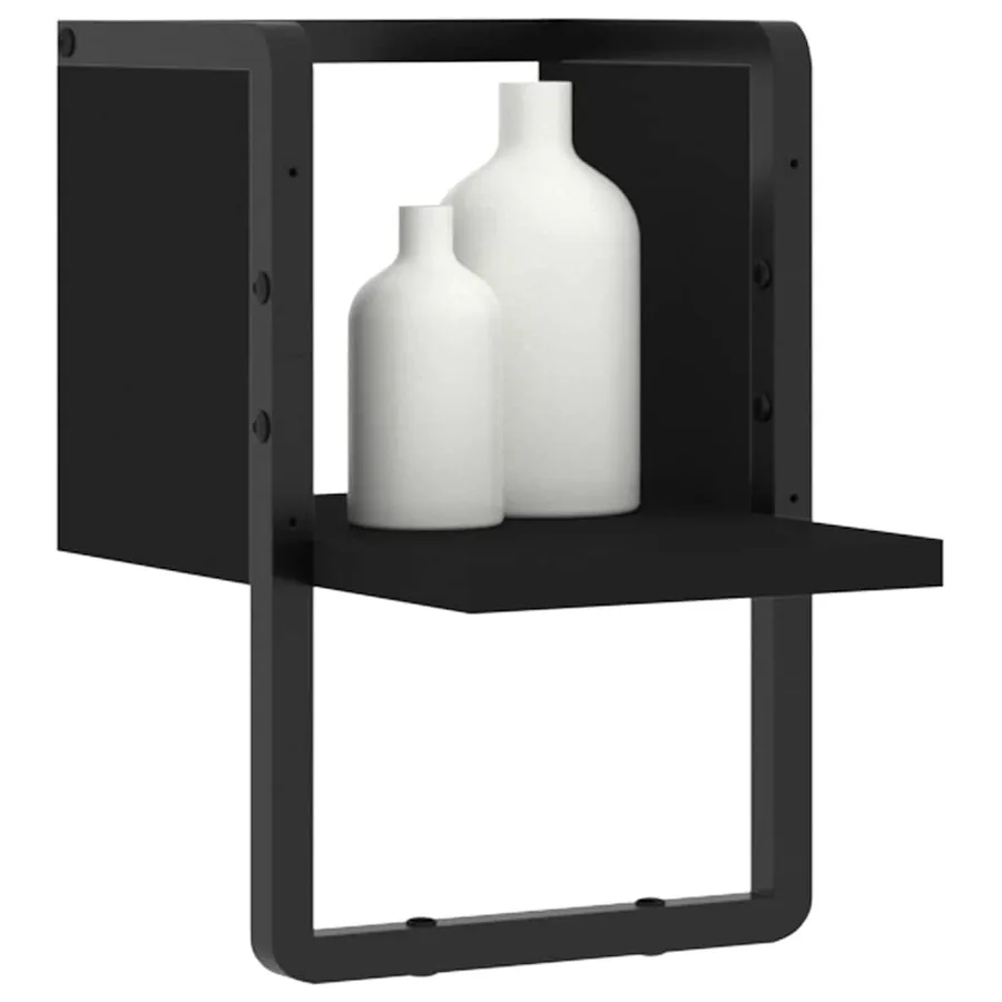 Étagère murale avec barre noir 20x25x30 cm - 3