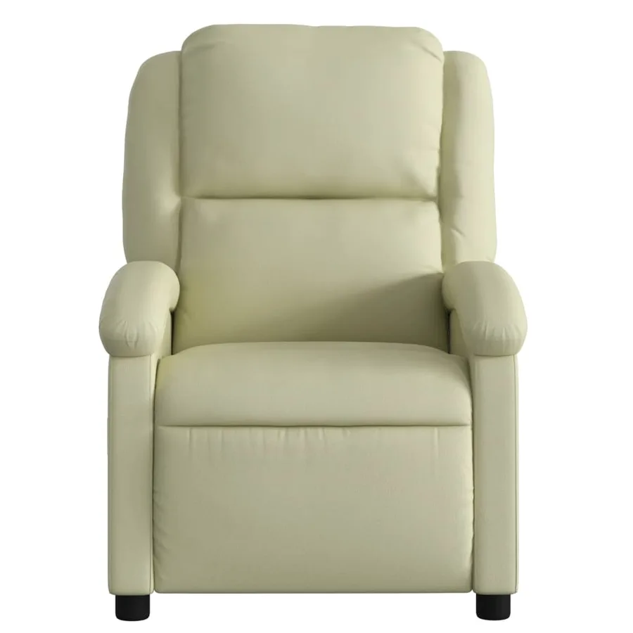 Fauteuil inclinable crème cuir véritable - 6