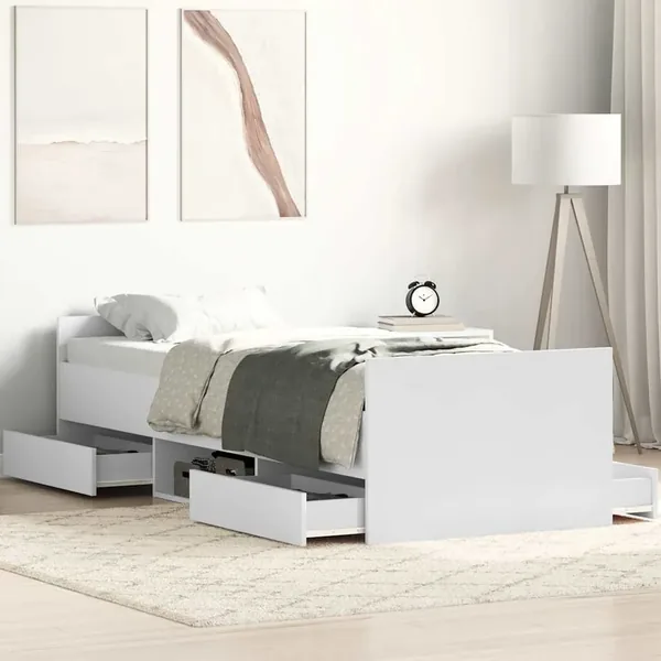 Cadre de lit sans matelas blanc 100x200 cm