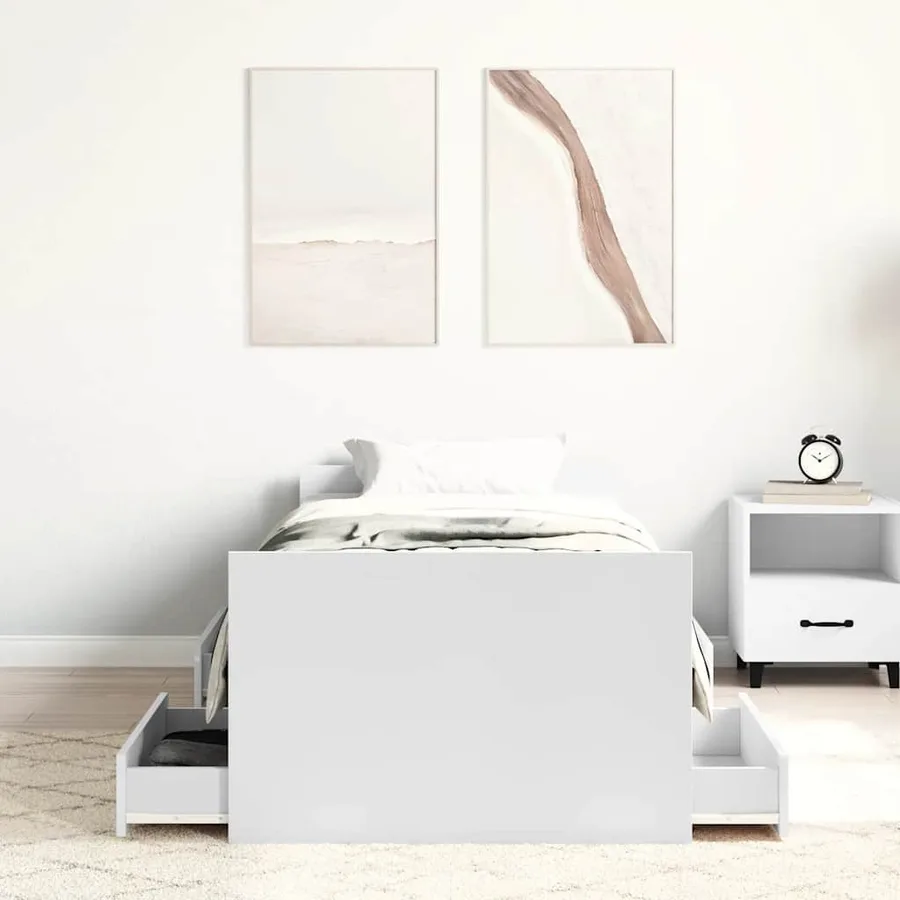 Cadre de lit sans matelas blanc 100x200 cm - 4